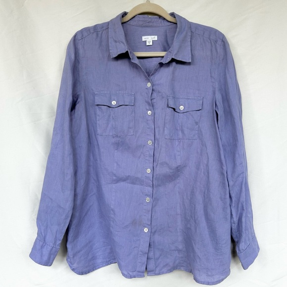 J. Jill Tops - Love Linen J Jill Blue Linen Size Medium